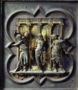 De geseling van Christus, vijftiende paneel van de Noorddeuren van de Baptisterium van San Giovanni, 1403-24 (brons)